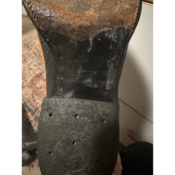 VTG Adams Biltrite Cowboy Boots Women's Leather Black Est Size 10.5 Men 9.5 - Picture 13 of 16